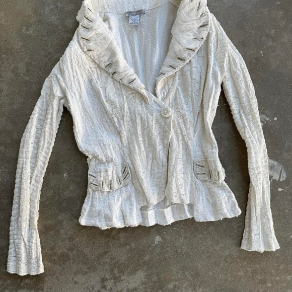 Jackets & Blazers - Cream and white ruffle blazer with buttons ldown the front #fairycore size small